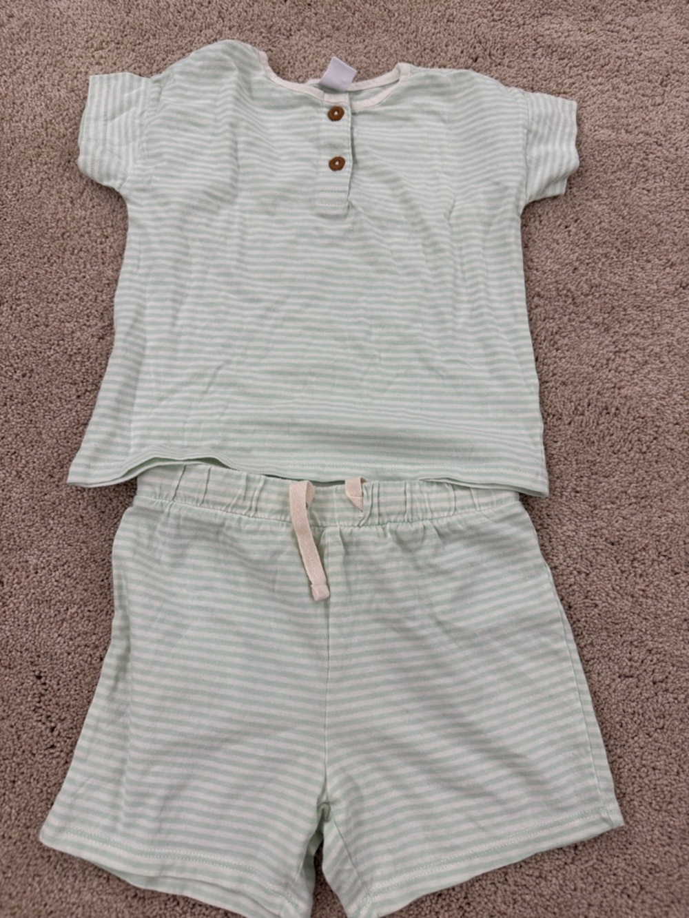 Nordstrom Kids Mint & White Striped Short Sleeve Pajama Set